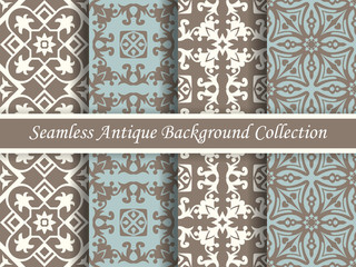 Antique seamless background collection brown and blue_26
