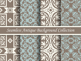 Antique seamless background collection brown and blue_30
