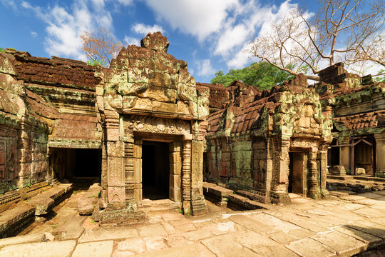 Ancient buildings of Preah Khan temple in Angkor, Cambodia