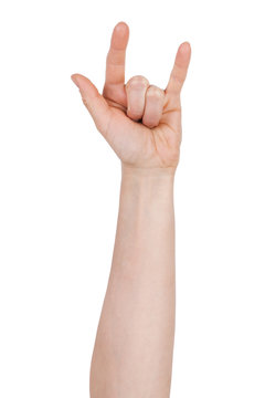 Human hand with two raised fingers