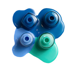 4 color nail Polish on white background