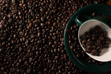 Coffe beans and cup.