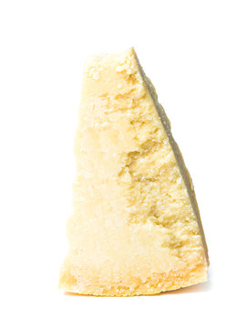 Italian original Parmesan cheese on white background