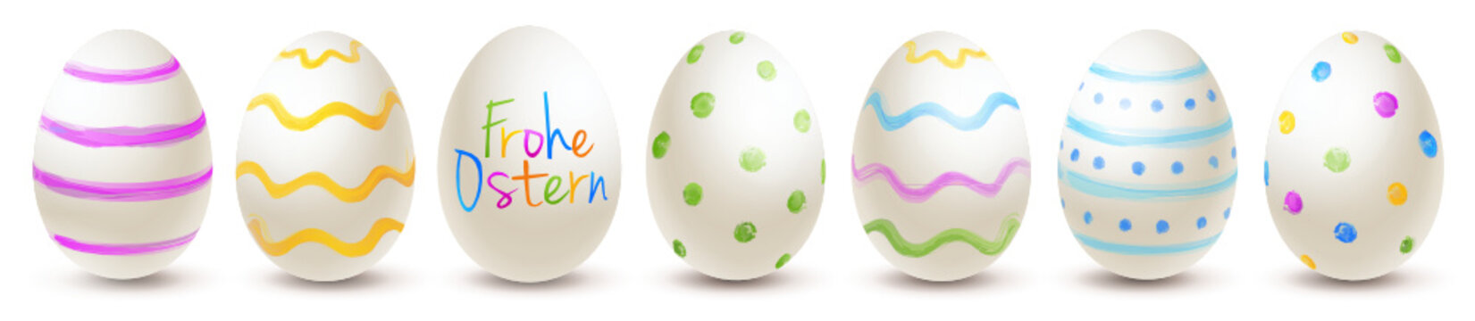Aufgereihte bunte Ostereier - Frohe Ostern
