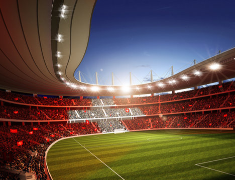 Stadion Schweiz Seitenlinie farbiges Licht