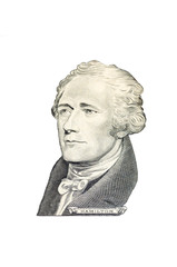 Portrait of Alexander Hamilton from the ten dollar bill