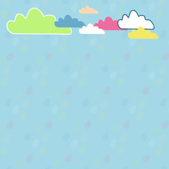 Cute Colorful Clouds And Rain Background