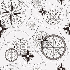 Vintage seamless pattern with campasses.