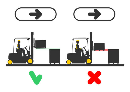 Dangers when working a forklift. Flat vector infographic on a white background.