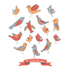 Obraz premium Cute collection of funny birds