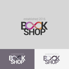 Bookstore vector logo set template with infinity sign