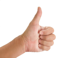 Human hand / Human hand  show thumb up on white background.