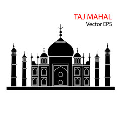 Taj Mahal, India. Vector flat illustration isolated on white background.