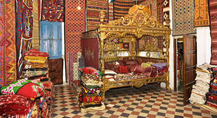 Tunisia. Tunis - Medina. Inside carpets store (Palais d'Orient)