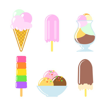 Set of colorful ice creams