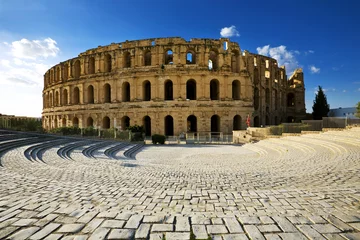Foto op Plexiglas Tunesië. El Jem (oude Thysdrus). Ruïnes van het grootste colosseum in Noord-Afrika © WitR