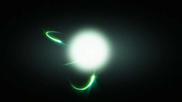 Subatomic Particle Orb (24fps). A flickering orb of light with streaks and light rays orbiting the main particle.