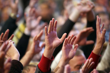 raised up a human hands at the event