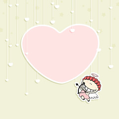 Valentine card with a cute cupid