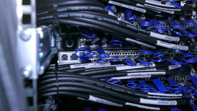Wires inside Supercomputer Render Farm