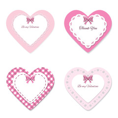 Cute lacy hearts set. Girly scrapbook design. Valentine's day stickers.