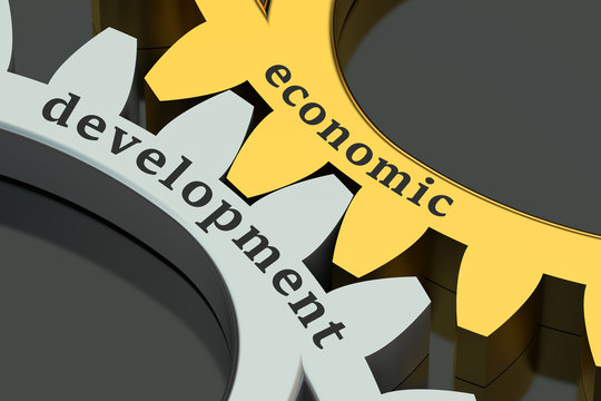 Economic Development Concept On The Gearwheels