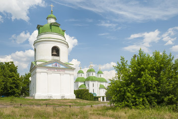 Fototapeta na wymiar Nicholas Church- bell tower of the 18th century in Priluki. Ukra