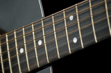 Guitar fretboard closeup
