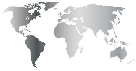 Fototapeta na wymiar silver world map vector silhouette