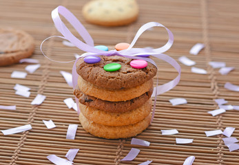 Cookies decorated with colorful candy .Sweet gift.
