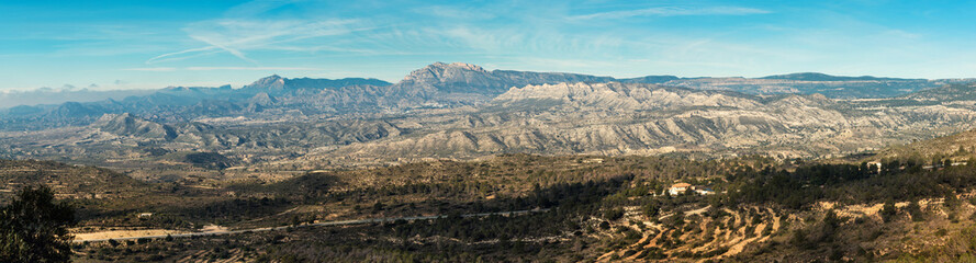 Panorama of mountain range in Alicante. Spain