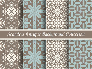 Antique seamless background collection brown and blue_41
