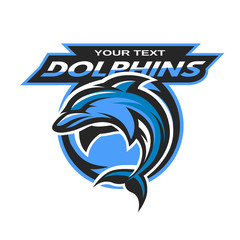 Dolphin logo, emblem for a sport team.