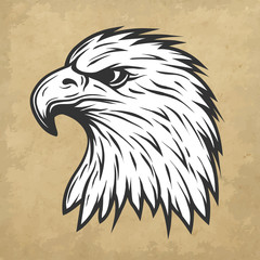Eagle head in profile.  Line art style.