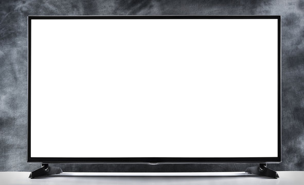 Flat tv on a dark background.