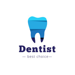 Vector paper style tooth logo. Dental clinic flat logotype