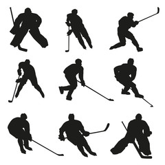 Naklejka premium Ice hockey players silhouettes