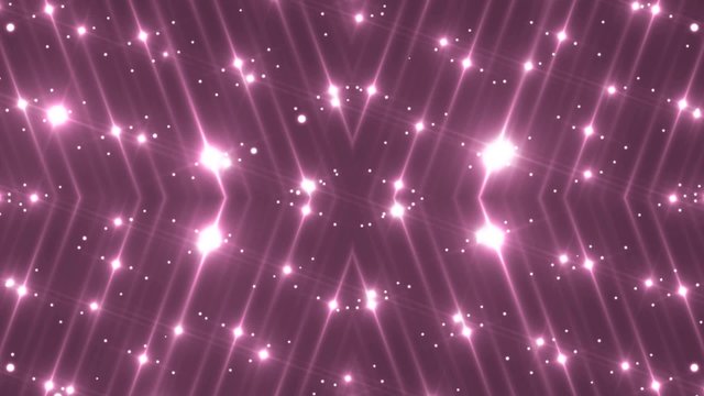 Fractal kaleidoscopic background with particles. Disco spectrum lights concert spot bulb.
