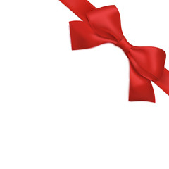 Red ribbon with bow. Vector