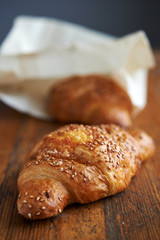 croissant  on wooden background