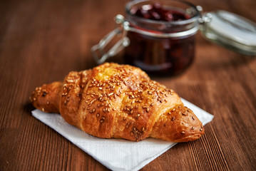 croissant  on wooden background