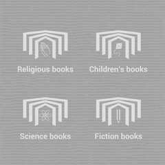 Vector logo/icons set for bookstore with open book