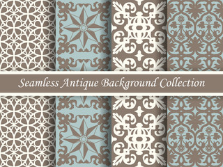 Antique seamless background collection brown and blue_52
