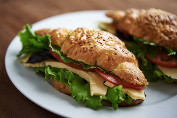 croissant  on wooden background