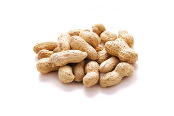 peanuts over white background