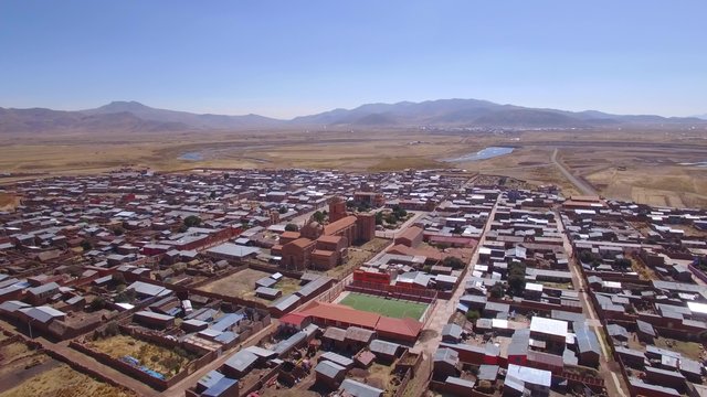 Flight over old Peruan city