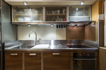 Luxury kitchen interior brown colored
