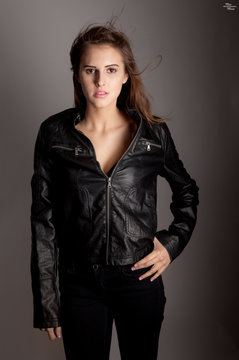 Gorgeous Teen in Leather Jacket