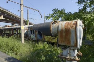 Fototapeta na wymiar Abandoned in an old train station in Rio de Janeiro