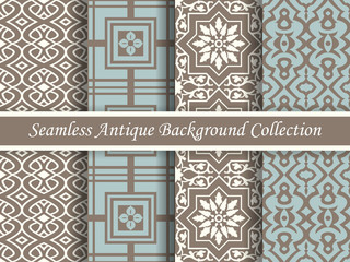 Antique seamless background collection brown and blue_67
